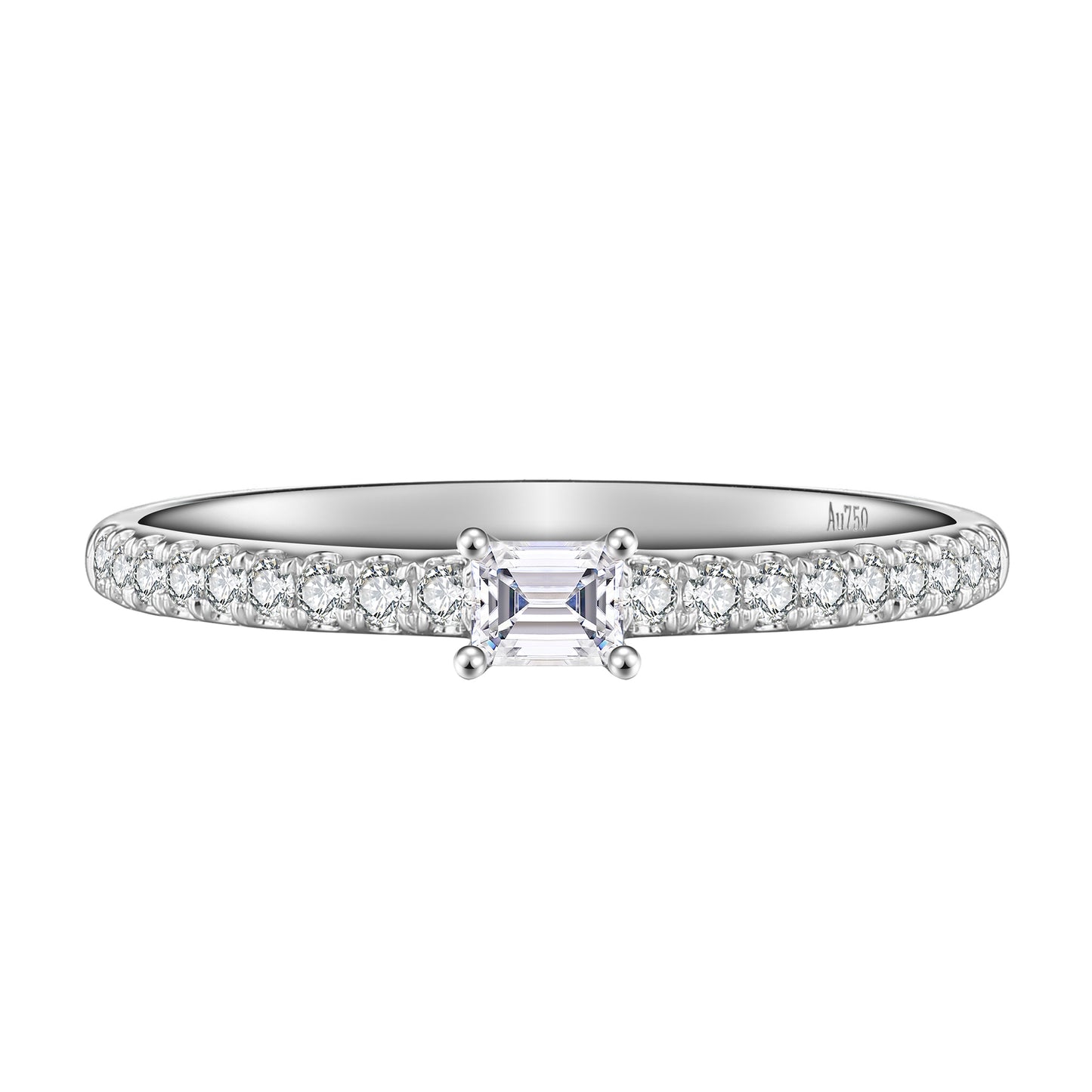 Anillo de diamantes de talla esmeralda de 18 quilates