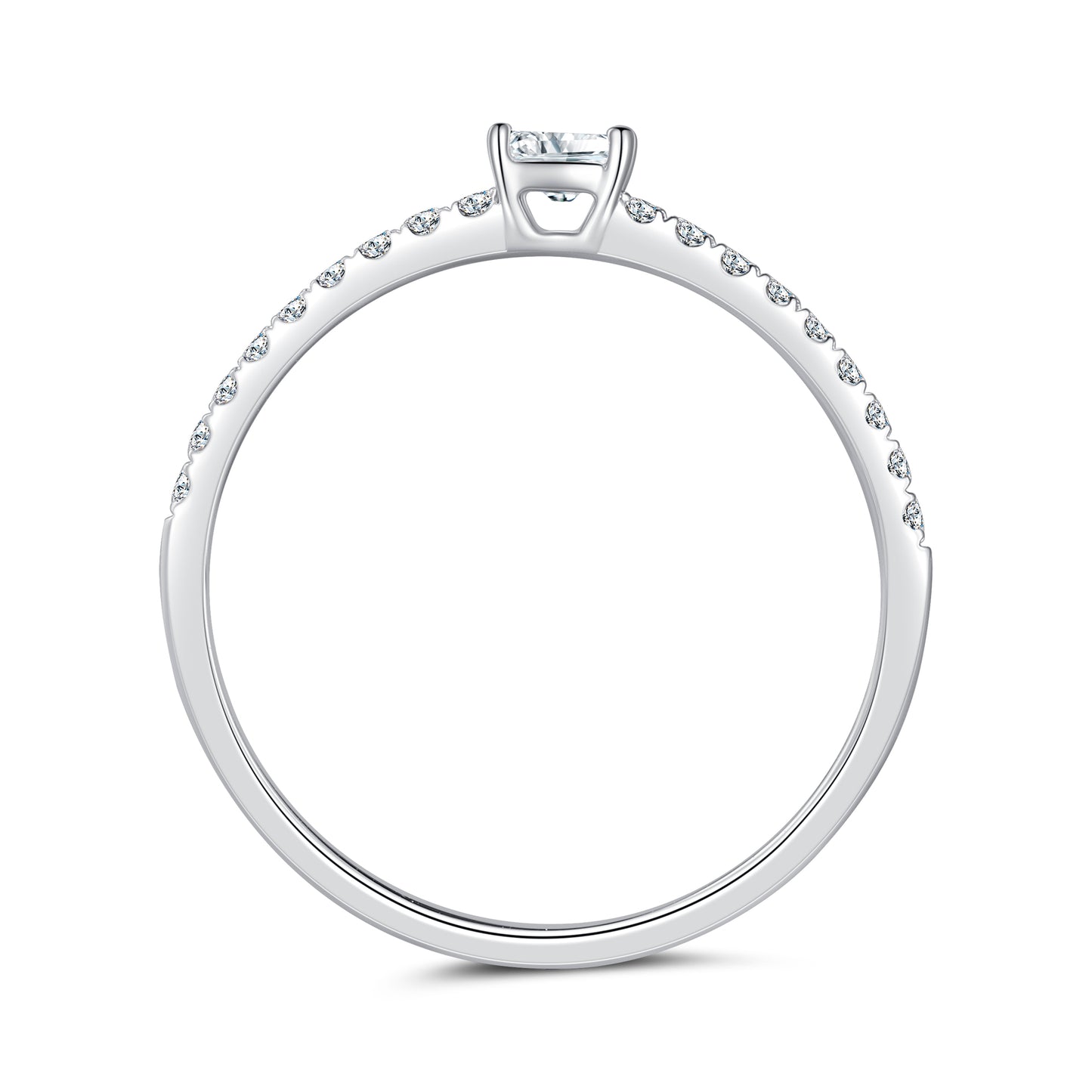 Anillo de oro blanco de 18 quilates con halo de diamantes en forma de pera