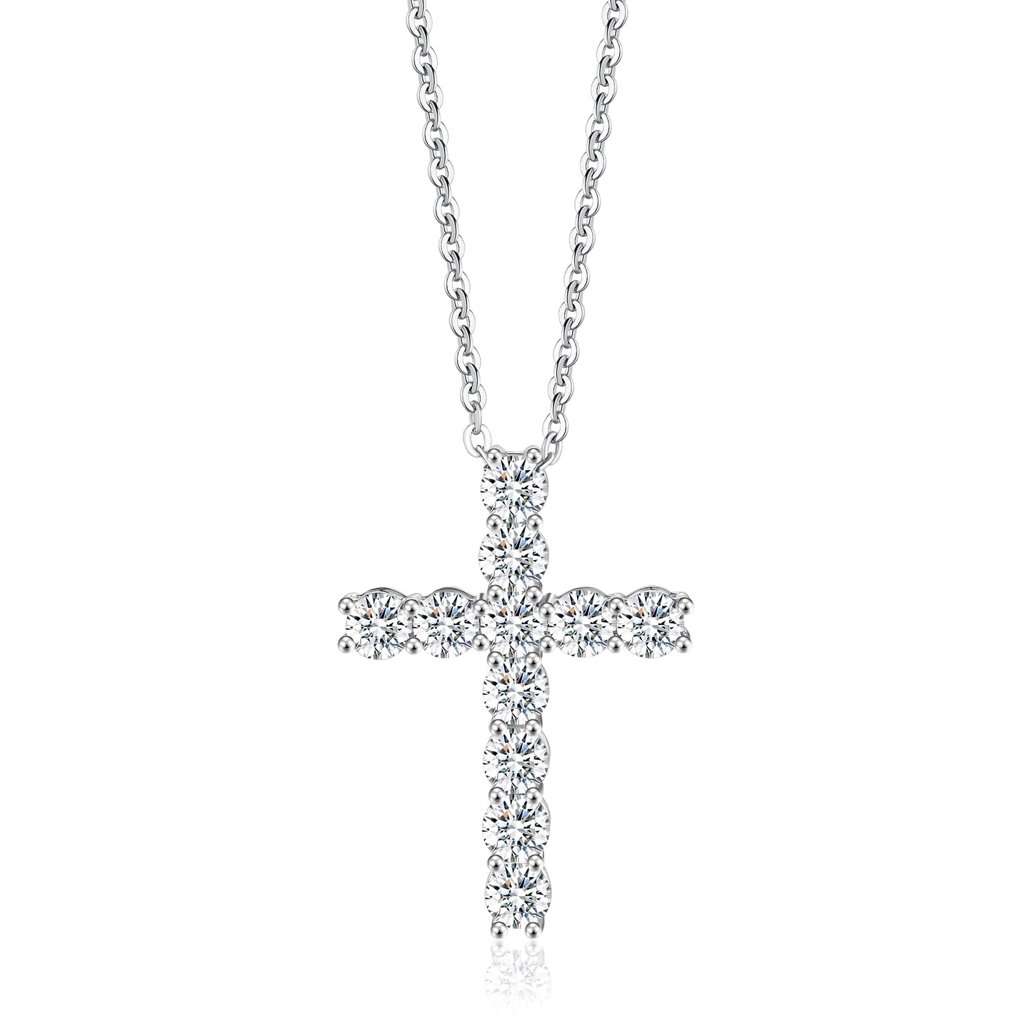 Collar de oro blanco de 18 quilates con cruz de diamantes