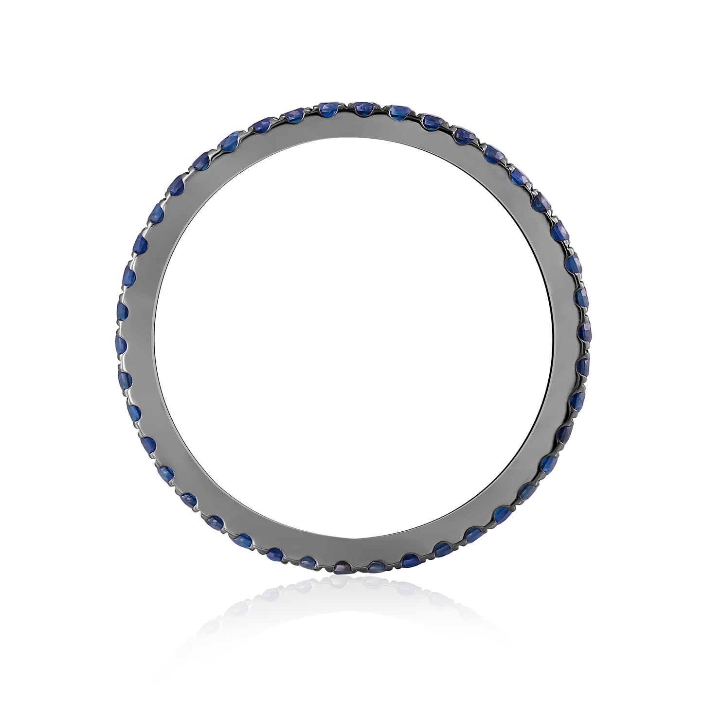 Anillo de oro negro de 18 quilates con zafiro azul engastado en garras