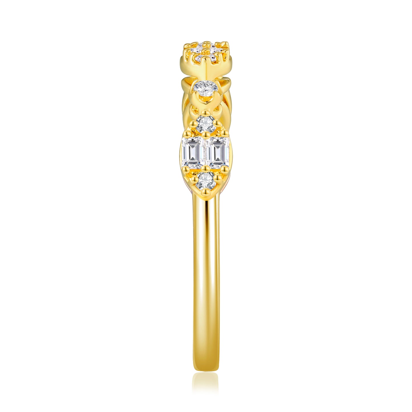Anillo de diamantes geométricos en oro de 18 k