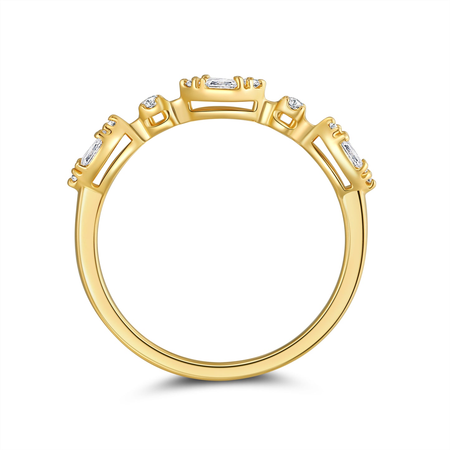 Anillo de diamantes geométricos en oro de 18 k
