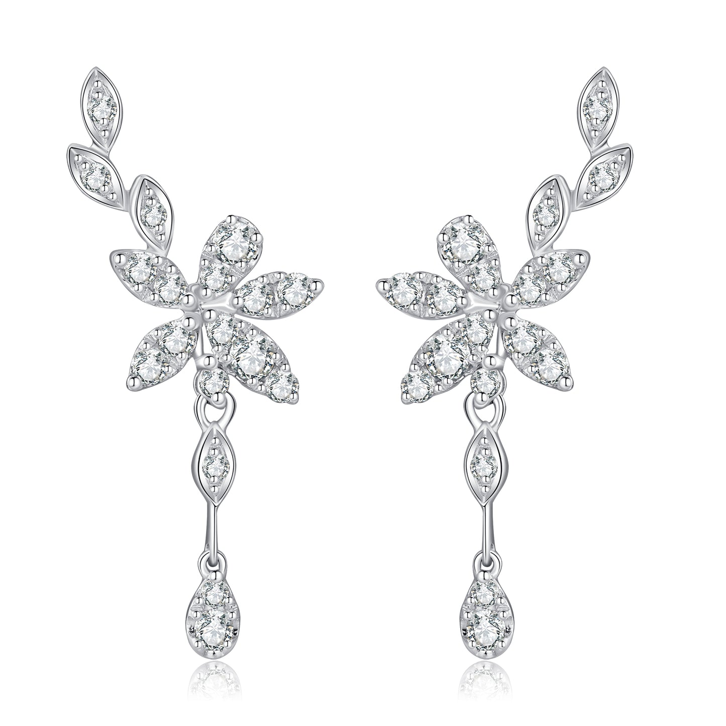 18 Karat White Gold Earrings Delicately Crafted To Capture The Essence Of A Flower