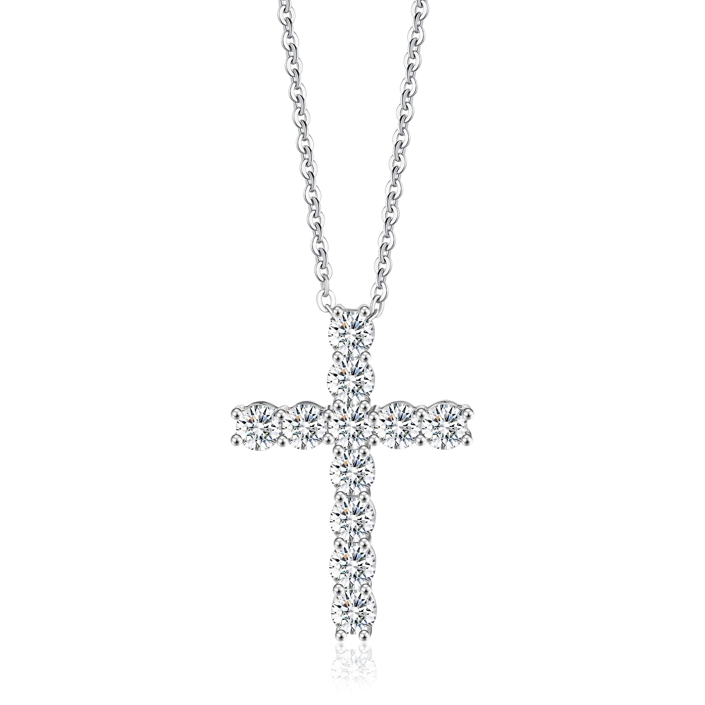 18 Karat White Gold Necklace With Diamond Cross