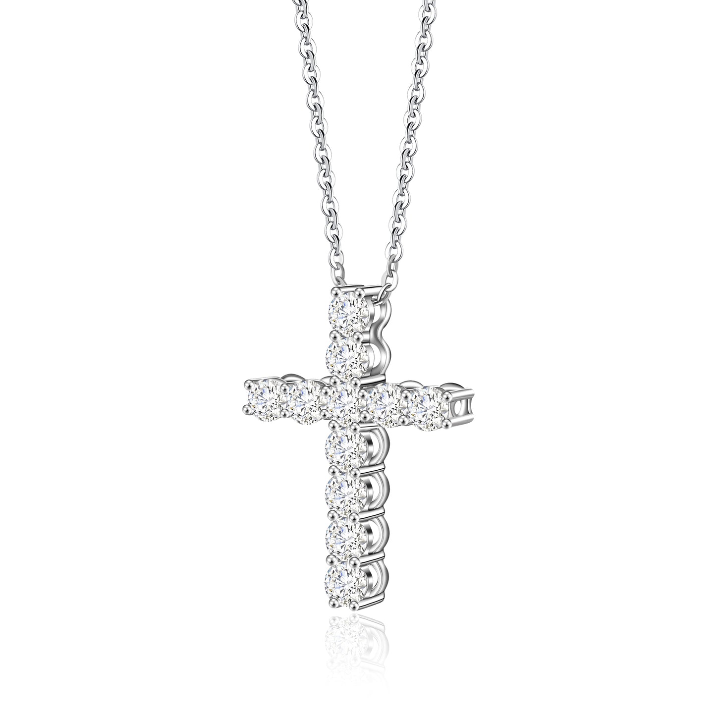 18 Karat White Gold Necklace With Diamond Cross