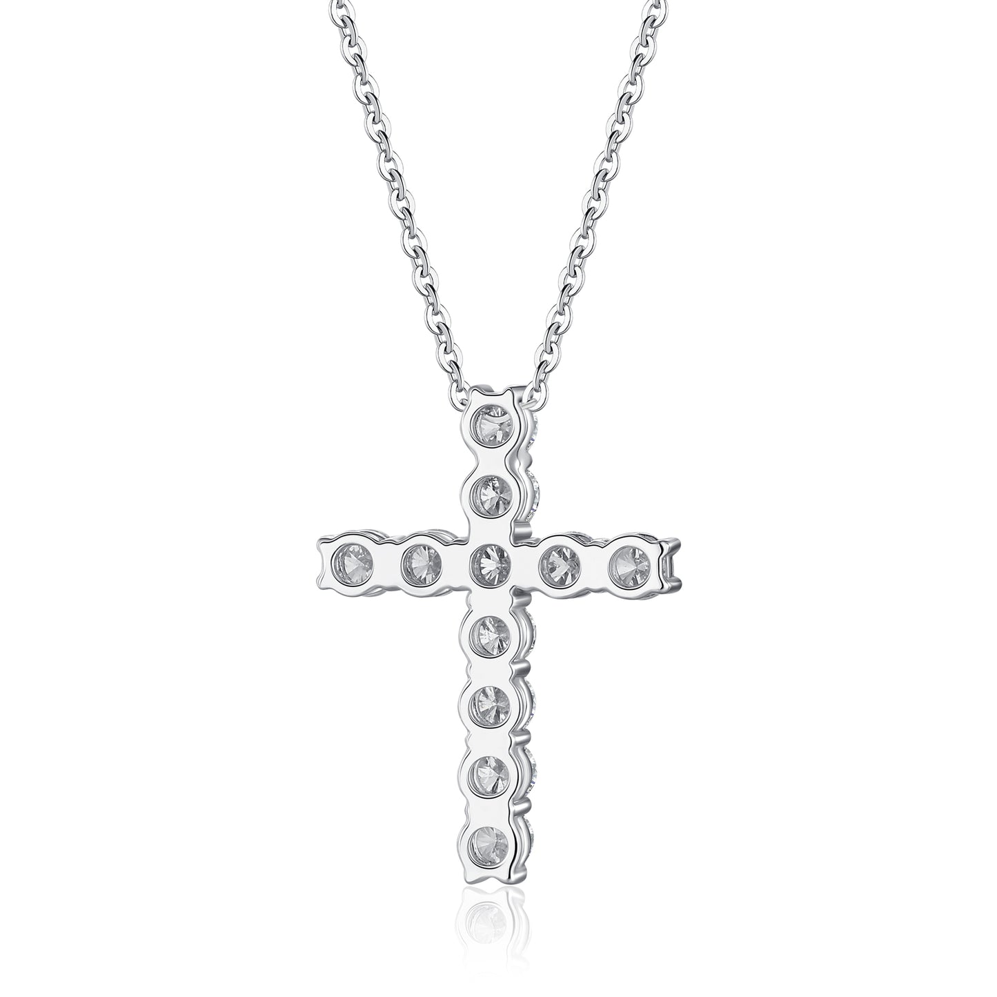 18 Karat White Gold Necklace With Diamond Cross