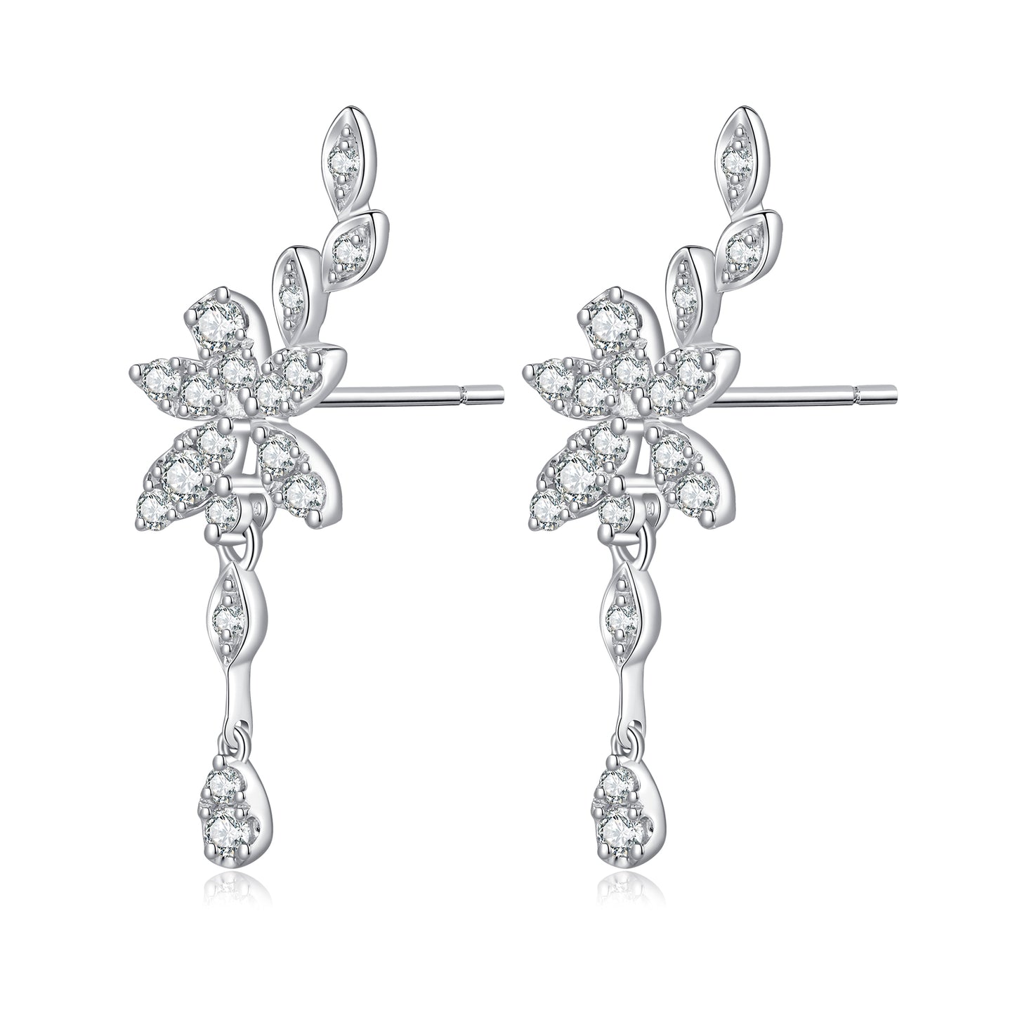 18 Karat White Gold Earrings Delicately Crafted To Capture The Essence Of A Flower